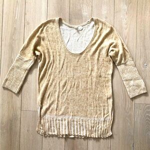 Anthropologie Moth Cotton Linen 1/2 Sleeve Summer Sweater Too Size XS